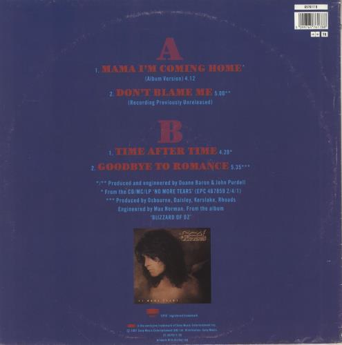 Ozzy Osbourne Mama I'm Coming Home - EX UK 12